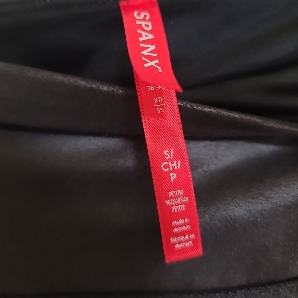 Spanx Faux Leather Black Legging Small Contoured Power Waistband Shapes Lifts - Picture 8 of 9